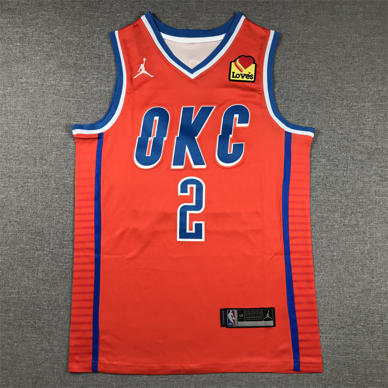 Men Oklahoma City Thunder #2 Shai Gilgeous-Alexander Orange Jordan style 2025 NBA Jersey